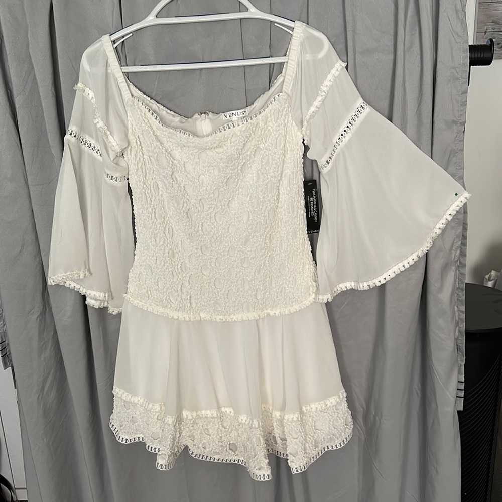 Womens off the shoulder white mini dress size 12